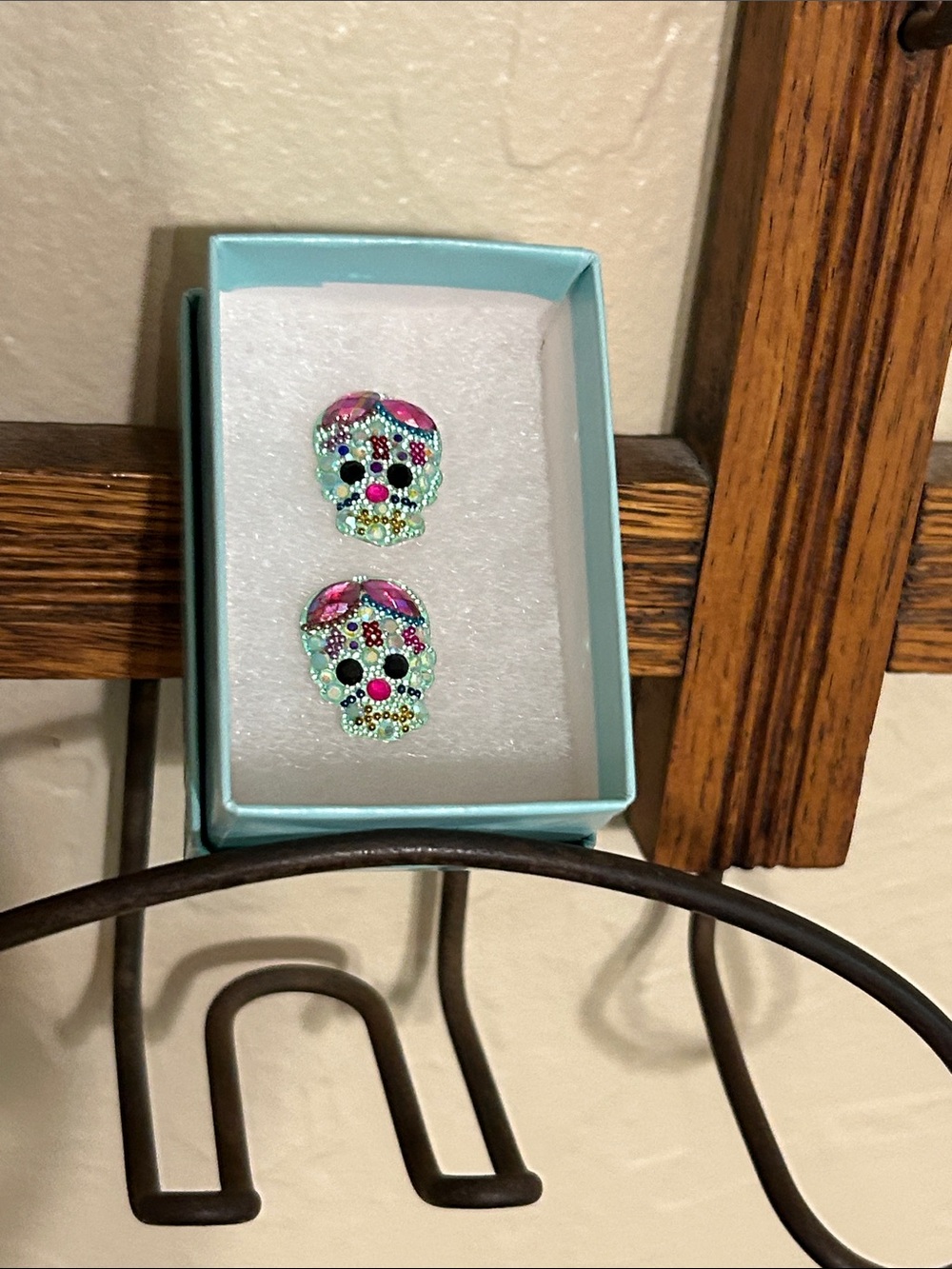 Sugar Skull beautiful Sterling silver pierced earrings